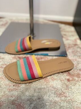 ON34th  Multicolor Striped Slide Sandals - Tan Footbed